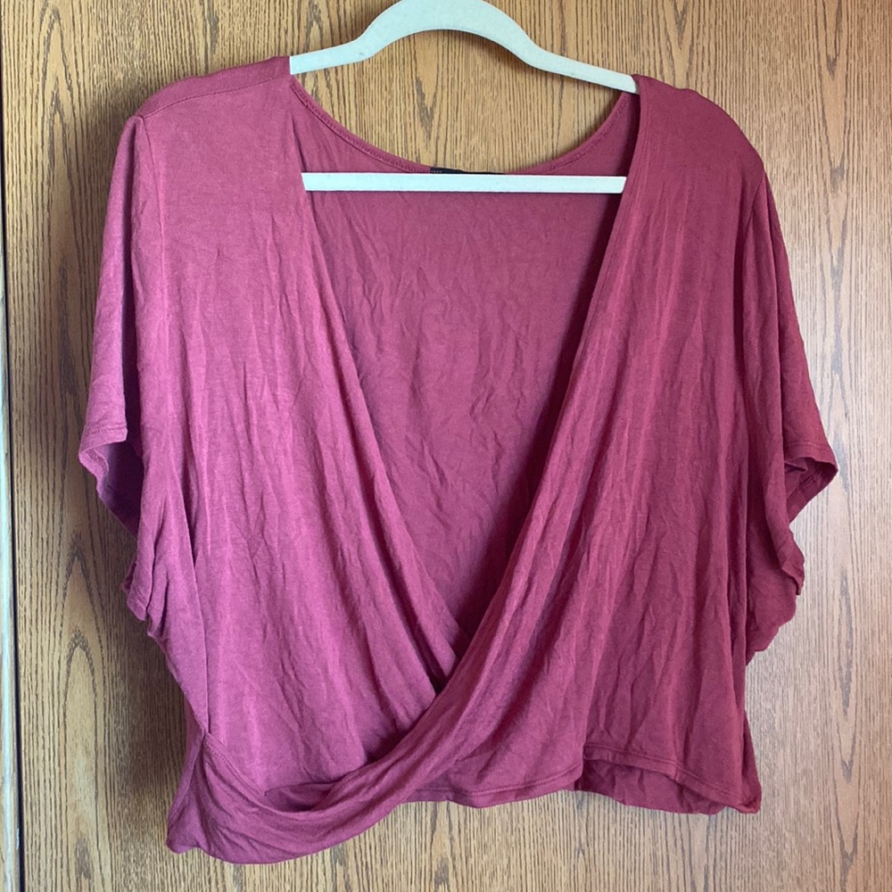 Deep Rose Crop Top with Wrap Detail